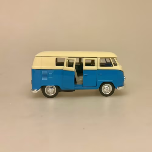 VW Folkevogns Rugbrød - Samba Blå/Hvid, pf976, Hippie, goki, 12171, VW Folkevogns Rugbrød - Samba blå, VW Folkevogns Rugbrød - Samba Blå/Hvid, bus, folkevogn, folkevognsbus, rugbrødsbil, rugbrød, varebil, surfer, surferbus, hippue, hippiestyle, ud i det , nostalgi, 70'erne, modelbiler, modelbil, volkswagen, samba, bully, biti, ribe