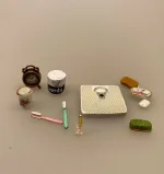Miniature Badevægt, vægt, personvægt, dukkehus, dukkehusstørrelse, dukkehustilbehør, ting til, dukkehuset, dukkehusmøbler,Miniature Tandbørste