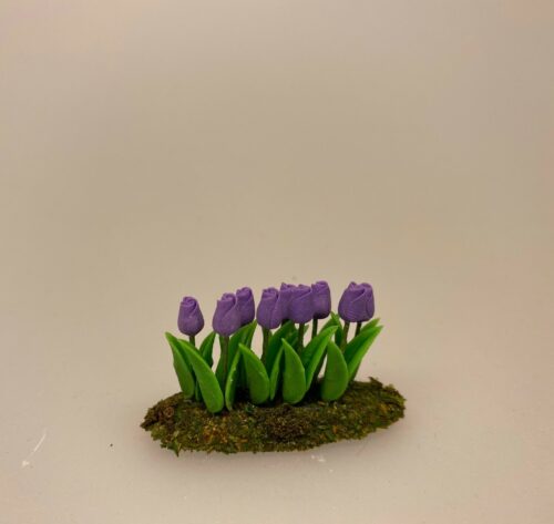 Miniature Bed med Tulipaner blå, forårsblomster, forårsbed, tulipanbed, biti, ribe, gartner, planteskole, have, havearbejde, biti, ribe