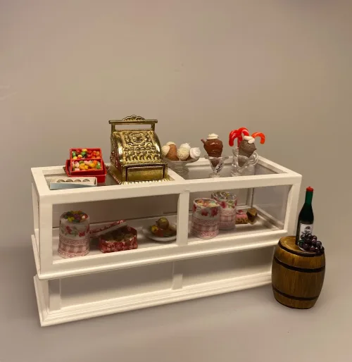 Miniature Kasseapparat Guld, Café og Butik, penge, pengegave, gavekort, pengekasse, shopping, shoppetur, gave, symbolsk, selvstændig, butik, butiksindehaver, nyåbnet, miniature, købmand,erhvervsdrivende, dukkehus, dukkehusting, dukkehustilbehør, biti, ribe