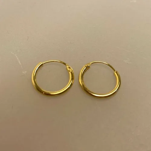Creoler - Ø 12 mm øreringe forgyldt sølv - glatte Hoops, ægte, guld, guldøreringe, forgyldte, gudbelagte, tykke, små, runde, ringe, stine a, billige, maanesten, tilbud