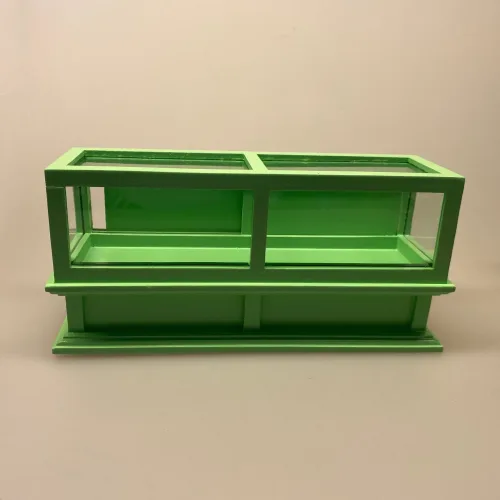 Miniature Lang Disk lysegrøn, butiksdisk, dukkehus, dukkehusting, dukkehusbutik, miniaturer, skala 1.12, legetøj, dukkebutik