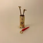Miniature Messing Paraplyholder , Miniature Paraplystativ af træ, paraply, stok, spadserestok, paraplyholder, paraplystativ, entré, gang, dukkehus, miniature, dukkehusting, dukkehustilbehør, mini, skala, 1:12, butik,