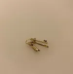 Miniature Nøgler guldfarvede, guldnøgler, nøgler, nøglebundt, nøgleknippe, nøglen til, kærlighed, ny lejlighed, nyt hjem, indflyttergave, biti, ribe, dukkehus, dukkehusting, sætterkasse, ting til, gaveide