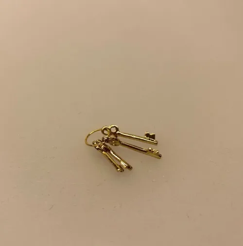 Miniature Nøgler guldfarvede, guldnøgler, nøgler, nøglebundt, nøgleknippe, nøglen til, kærlighed, ny lejlighed, nyt hjem, indflyttergave, biti, ribe, dukkehus, dukkehusting, sætterkasse, ting til, gaveide