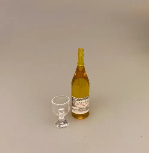 Miniature Rosévin i flaske ,Miniature Hvidvin, fransk, vinflaske, vin 1:12, mini,biti, ribe