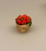 Miniature Kurv med tomater, tomatkurv, minimad, grøntsager, dukkehus, dukkehusmad, legemad, mini