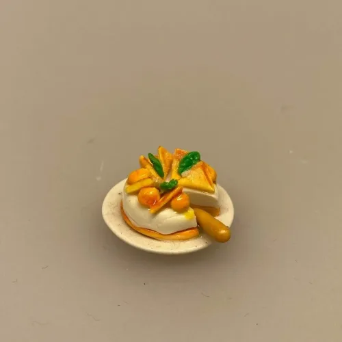 Miniature Lagkage fersken og vafler, lagkage, dukkemad, legemad, mini kager, dukkehusmad, dukkehusting, dukkehustilbehør, miniatyre, miniaturer, sættekasser, sætterkasse, ting til, dekoration, barbie, 1:12,