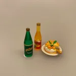 Miniature Lagkage fersken og vafler, lagkage, dukkemad, legemad, mini kager, dukkehusmad, dukkehusting, dukkehustilbehør, miniatyre, miniaturer, sættekasser, sætterkasse, ting til, dekoration, barbie, 1:12,