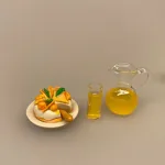 Miniature Lagkage fersken og vafler, lagkage, dukkemad, legemad, mini kager, dukkehusmad, dukkehusting, dukkehustilbehør, miniatyre, miniaturer, sættekasser, sætterkasse, ting til, dekoration, barbie, 1:12,