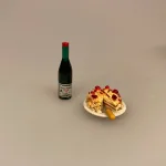 Miniature Lagkage med mandler og cocktailbær, Miniature Lagkage, lagkage, dukkemad, legemad, mini kager, dukkehusmad, dukkehusting, dukkehustilbehør, miniatyre, miniaturer, sættekasser, sætterkasse, ting til, dekoration, barbie, 1:12,