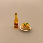 Miniature Lagkage fersken og vafler, lagkage, dukkemad, legemad, mini kager, dukkehusmad, dukkehusting, dukkehustilbehør, miniatyre, miniaturer, sættekasser, sætterkasse, ting til, dekoration, barbie, 1:12,