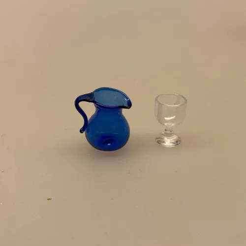 Miniature Blå Glaskande, mundblæst, glas, miniature, dukkehuset