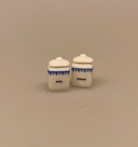 Miniature Porcelænskrukker Mel & Sukker