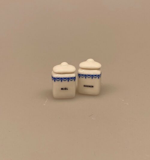 Miniature Porcelænskrukker Mel & Sukker