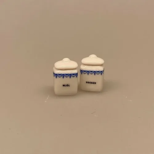 Miniature Porcelænskrukker Mel & Sukker