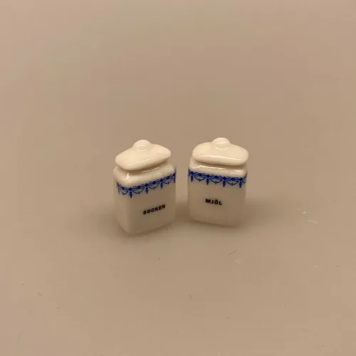 Miniature Porcelænskrukker Mel & Sukker