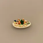 Miniature Fad med Kanapéer, kannape, kanape, hors deuves, reception, bryllups, jubilæum, fødselsdag, sangskjuler, gavekort, mini, minimad, dukke, dukkuhusmad, dukkehus, tilbehør, ting til, sætterkassen, sættekasse ting, 1:12, mini, småt,