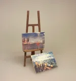 maler, Miniature Staffeli med 2 malerier, kunstnerstaffeli, malerstaffeli, kunstmaler, fritids, armatør, kunst, malerier, maleri, kreativ, gave, gaveide, kunstner artikler