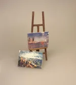 maler, Miniature Staffeli med 2 malerier, kunstnerstaffeli, malerstaffeli, kunstmaler, fritids, armatør, kunst, malerier, maleri, kreativ, gave, gaveide, kunstner artikler