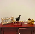 Morter miniature, mini, miniaturer, dukkehus, dukkehuset, nisser, til nisser, nisserne, nissebo, nissedør, naturvidenskab, forsker, sangskjuler, 1:12, sætterkasse, sættekasse, sættekasseting, samler, små, ting, biti, ribe, kemi, farmaceut, apotek, apoteker,Sort Miniature Morter,