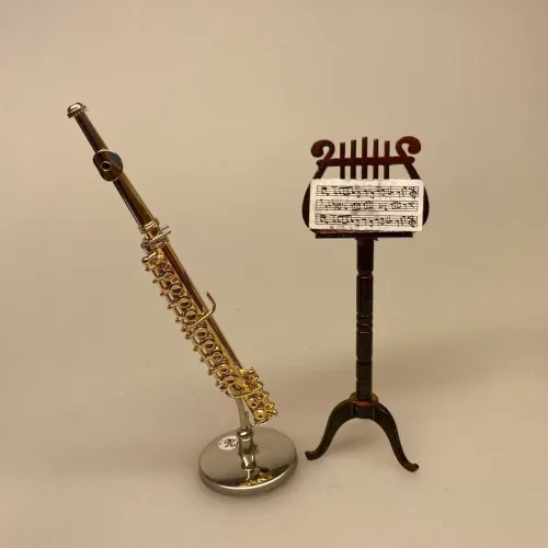 Miniature Messing Blæseinstrument Tværfløjte, Miniature Messing ,Blæseinstrument , fløjte