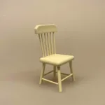 Miniature Pindestol cremefarvet , stol køkkenstol spisebordsstol, dukkestol, dukkehusmøbler, dukkemøbler, dukkehus, dukkehusting, biti, ribe