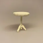 Miniature Lille Rundt Bord Creme, Miniature Pindestol cremefarvet , stol køkkenstol spisebordsstol, dukkestol, dukkehusmøbler, dukkemøbler, dukkehus, dukkehusting, biti, ribe, Miniature Lille rundt cremefarvet bord, cafébord, sidebord