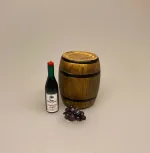 Miniature Tønde brun, tønde, vintønde, vin, vinentusiast, gave, gavekort, symbolsk, øl, øltønde, ølbrygning, bryghus, hjemmebryg, ølhus, miniature, miniaturer, dukkehus, 1:12, dukkehusting, dukkehustilbehør, sættekasse, sætterkassen, samler, model, skala, biti, ribe