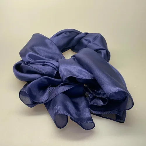 Silketørklæde Pongé 1410 XL - Navy, violblå, blåviolet, marineblå, blåt, silke, ægte, glat, stort, let, stola, over skuldrene, bolero, lækkert, elegant, festtøj, galla, kjole, festtilbehør, festtøj