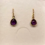 Forgyldte Ørenringe med glatte dråber - Ametyst , lilla, øreringe, ørehængere, ørenringe, kroge, smykker, ægte, sten, ædelsten, guld, forgyldt, guldbelagt, dråber, dråbeformede, biti, ribe, susanne friis bjørner, stine a, maanesten