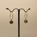 Guld Øreringe med små runde facetsten - Røgkvarts , hoops, guld hoops, guldhoops, forgyldte, guldbelagte, guldbelagt sølv, forgyldte sølv, forgyldt sterling sølv, med sten, røg topas, røg kvarts, røgkvarts, røg topaz, facetslebne, facetsten, ægte, runde ringe, øreringe, ørenringe, biti, ribe, Susanne friis bjørner, Enamel, Stine A, Maanesten, billige, brune,