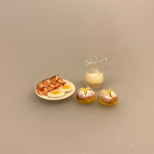 Miniature Lille Rundstykke, brunch, morgenmad, gavekort, til brunch, bagværk, Miniature Lille Rundt Brød, brød, miniature, minibrød, minimad, dukkehusmad, bagværk miniaturebrød, rundstykke, tern, ternet, dukkehus, dukkehuset, bagedysten, den store bagedyst, bager, bageri, legemad, ting til dukkehuset, sætterkassen, sættekassen, sættekasseting, dukkehustilbehør, biti, ribe, 1:12