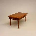 Miniature Spisebord med Skuffe - Brunt,Miniature Spisebord med Skuffe, spisebord, dukkehusmøbler, dukkehus, dukkehuset, dukkehustilbehør, dukkehusting, miniature, miniaturer, ting til dukkehus, firkantet, biti, ribe, gavekort, symbolsk gave, gave, bord i gave, gavekort til møbler,valnød, valnøddebrunt, brun bejdset, brunt bord, spisebord