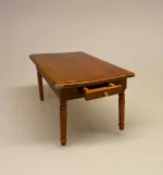 Miniature Spisebord med Skuffe - Brunt,Miniature Spisebord med Skuffe, spisebord, dukkehusmøbler, dukkehus, dukkehuset, dukkehustilbehør, dukkehusting, miniature, miniaturer, ting til dukkehus, firkantet, biti, ribe, gavekort, symbolsk gave, gave, bord i gave, gavekort til møbler,valnød, valnøddebrunt, brun bejdset, brunt bord, spisebord