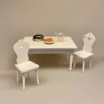 Miniature Spisebord med Skuffe - Hvidt, spisebord, dukkehusmøbler, dukkehus, dukkehuset, dukkehustilbehør, dukkehusting, miniature, miniaturer, ting til dukkehus, firkantet, biti, ribe, gavekort, symbolsk gave, gave, bord i gave, gavekort til møbler,