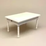 Miniature Spisebord med Skuffe - Hvidt, spisebord, dukkehusmøbler, dukkehus, dukkehuset, dukkehustilbehør, dukkehusting, miniature, miniaturer, ting til dukkehus, firkantet, biti, ribe, gavekort, symbolsk gave, gave, bord i gave, gavekort til møbler,