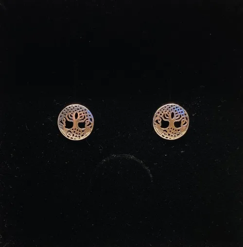 Vikingeøreringe Sølvørestikkere - Yggdrasil Keltisk. livets træ, livtræet, generationerne, slægt skal følge slægters gang, magisk tre, tallet tre, keltisk, evighedsflet, evigheden, vikinger, vikingerne, vikingetiden, vikingesmykker, kopi, fund, vikingefund, museumssmykker, museums smykker, sølv, ægte sølv, sterling sølv, nikkelfri, små, fine, symbolske, symbolik, livskraft, energi, historiske, smykker, nordiske, smykker, nordisk, mytologi, aserne, asatro, biti, Ribe, Vikingeøreringe Sølvørestikkere - Yggdrasil Keltisk Flet