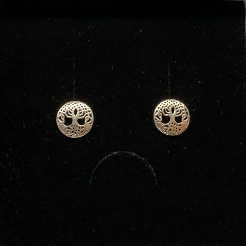 Vikingeøreringe Sølvørestikkere - Yggdrasil Keltisk. livets træ, livtræet, generationerne, slægt skal følge slægters gang, magisk tre, tallet tre, keltisk, evighedsflet, evigheden, vikinger, vikingerne, vikingetiden, vikingesmykker, kopi, fund, vikingefund, museumssmykker, museums smykker, sølv, ægte sølv, sterling sølv, nikkelfri, små, fine, symbolske, symbolik, livskraft, energi, historiske, smykker, nordiske, smykker, nordisk, mytologi, aserne, asatro, biti, Ribe, Vikingeøreringe Sølvørestikkere - Yggdrasil Keltisk Flet