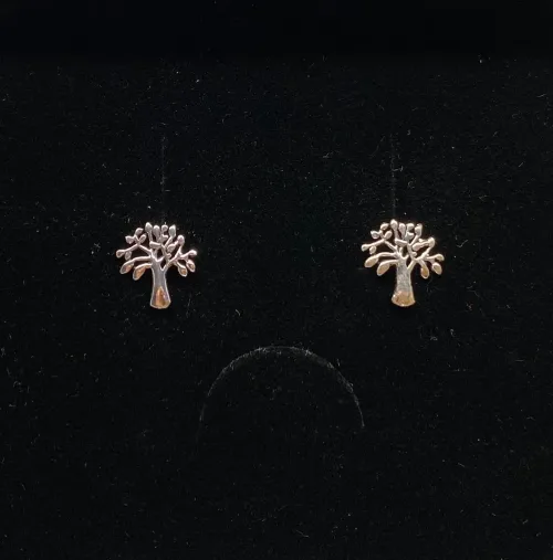 Vikingeøreringe Sølvørestikkere - Yggdrasil Løvkrone. livets træ, livtræet, generationerne, slægt skal følge slægters gang, magisk tre, tallet tre, keltisk, evighedsflet, evigheden, vikinger, vikingerne, vikingetiden, vikingesmykker, kopi, fund, vikingefund, museumssmykker, museums smykker, sølv, ægte sølv, sterling sølv, nikkelfri, små, fine, symbolske, symbolik, livskraft, energi, historiske, smykker, nordiske, smykker, nordisk, mytologi, aserne, asatro, biti, Ribe