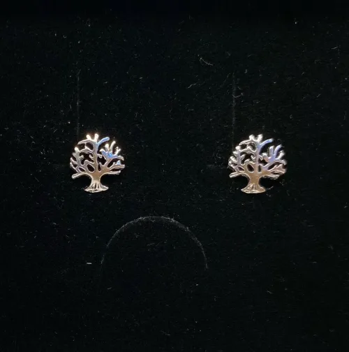 Vikingeøreringe Sølvørestikkere - Yggdrasil Stiliseret. livets træ, livtræet, generationerne, slægt skal følge slægters gang, magisk tre, tallet tre, keltisk, evighedsflet, evigheden, vikinger, vikingerne, vikingetiden, vikingesmykker, kopi, fund, vikingefund, museumssmykker, museums smykker, sølv, ægte sølv, sterling sølv, nikkelfri, små, fine, symbolske, symbolik, livskraft, energi, historiske, smykker, nordiske, smykker, nordisk, mytologi, aserne, asatro, biti, Ribe