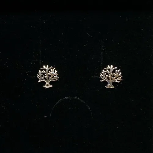 Vikingeøreringe Sølvørestikkere - Yggdrasil Stiliseret. livets træ, livtræet, generationerne, slægt skal følge slægters gang, magisk tre, tallet tre, keltisk, evighedsflet, evigheden, vikinger, vikingerne, vikingetiden, vikingesmykker, kopi, fund, vikingefund, museumssmykker, museums smykker, sølv, ægte sølv, sterling sølv, nikkelfri, små, fine, symbolske, symbolik, livskraft, energi, historiske, smykker, nordiske, smykker, nordisk, mytologi, aserne, asatro, biti, Ribe