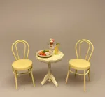 Miniature Metal Stol - Creme, flødefarvet, caféstol, konditori, dukkehus, dukkehusting, dukkemøbler, dukkehusmøbler, dukkestue, dukkehuse, ting til, miniaturer, skala 1/12, 1:12, biti, ribe, små ting, sætterkasse, symbolsk, sangskjuler,