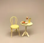 Miniature Metal Stol - Creme, flødefarvet, caféstol, konditori, dukkehus, dukkehusting, dukkemøbler, dukkehusmøbler, dukkestue, dukkehuse, ting til, miniaturer, skala 1/12, 1:12, biti, ribe, små ting, sætterkasse, symbolsk, sangskjuler,