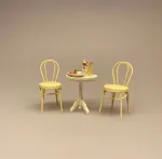 Miniature Metal Stol - Creme, flødefarvet, caféstol, konditori, dukkehus, dukkehusting, dukkemøbler, dukkehusmøbler, dukkestue, dukkehuse, ting til, miniaturer, skala 1/12, 1:12, biti, ribe, små ting, sætterkasse, symbolsk, sangskjuler, puppenstuben, puppenmöbel, minimondus, bodo hennig, almue, nissebo, nissehus, nissedør, til nisserne, nissetilbehør