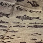 Viskestykke med Hør - Fisk, Viskestykke vævet - Hør/Bomuld - Fisk, fisker, fiskeri, eksklusivt, lækkert hørviskestykke, køkken, gaveide,, sort, biti, ribe, vadehavet, nationalpark, nyt køkken