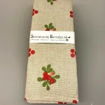 Viskestykke vævet - Hør/Bomuld - Sandfarvet med Tyttebær,Viskestykke vævet - Hør/Bomuld - Sandfarvet med Blåbær , bær, bærmotiv, svensk design, skandinavisk, design, sommer, tryk, hørviskestykke, svensk, sverige, nordisk, lækkert, viskestykke, gaveide, blåbær, blueberry, biti, ribe, gaveide, gave