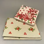 Viskestykke vævet - Hør/Bomuld - Sandfarvet med Tyttebær,Viskestykke vævet - Hør/Bomuld - Sandfarvet med Blåbær , bær, bærmotiv, svensk design, skandinavisk, design, sommer, tryk, hørviskestykke, svensk, sverige, nordisk, lækkert, viskestykke, gaveide, blåbær, blueberry, biti, ribe, gaveide, gave