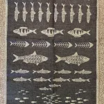 Viskestykke med Hør - Fisk, Viskestykke vævet - Hør/Bomuld - Fisk, fisker, fiskeri, eksklusivt, lækkert hørviskestykke, køkken, gaveide,, sort, biti, ribe, vadehavet, nationalpark, nyt køkken