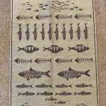 Viskestykke vævet - Hør/Bomuld - Fisk, fisker, fiskeri, eksklusivt, lækkert hørviskestykke, køkken, gaveide,, sort, biti, ribe, vadehavet, nationalpark, nyt køkken